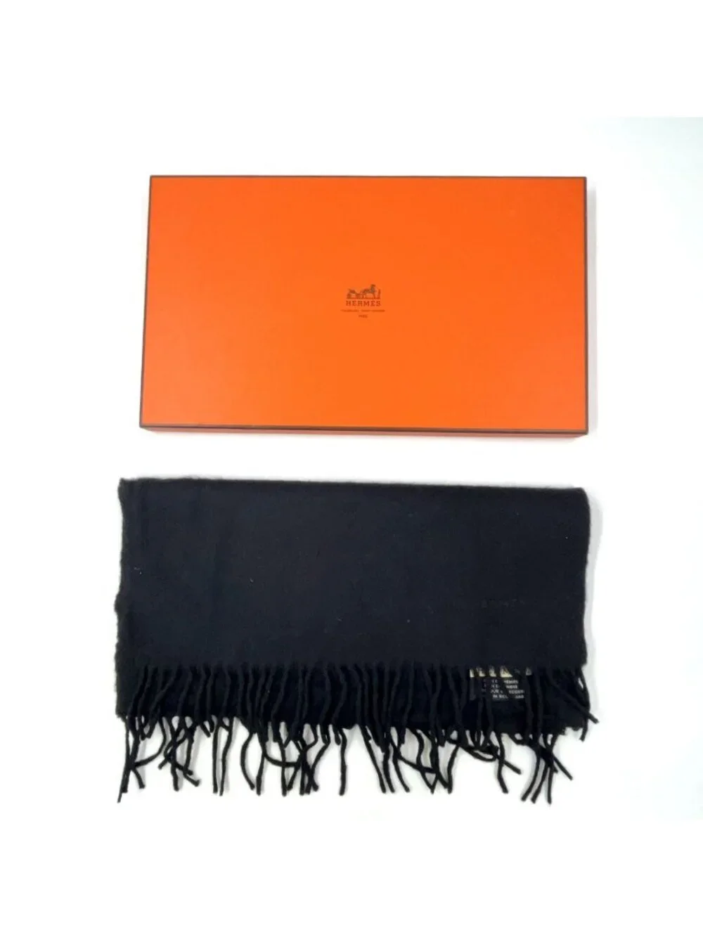 ★SOLD★ Hermes Cashmere Black Scarf - Picture 8 of 8